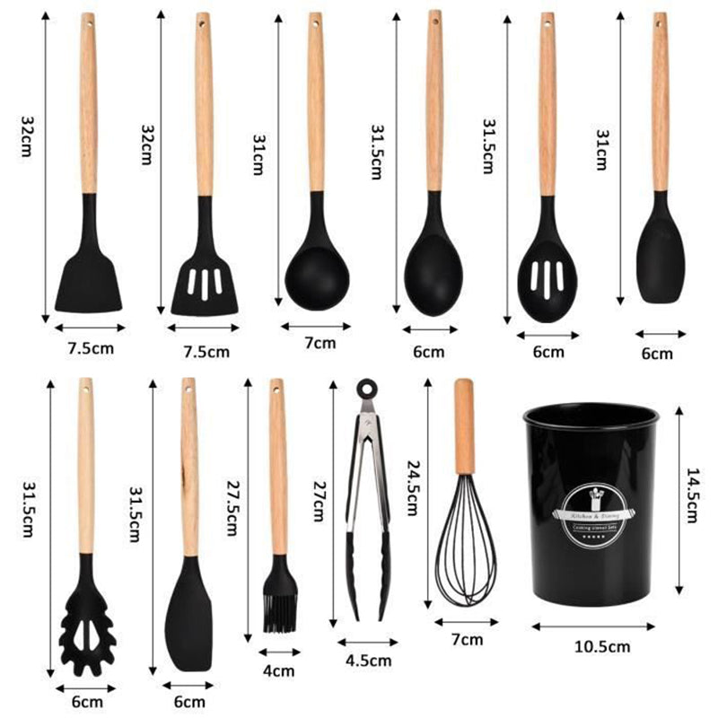 Lot de 12 Ustensiles de Cuisine en Silicone